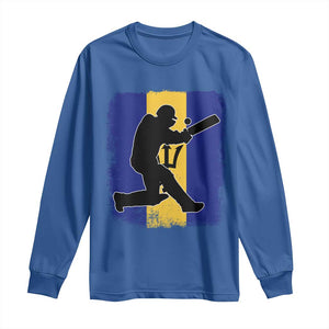 Barbados Cricket Long Sleeve Shirt Retro Vintage Sport Bajan Flag West Indies Cricket Fan TS10 Royal Blue Print Your Wear