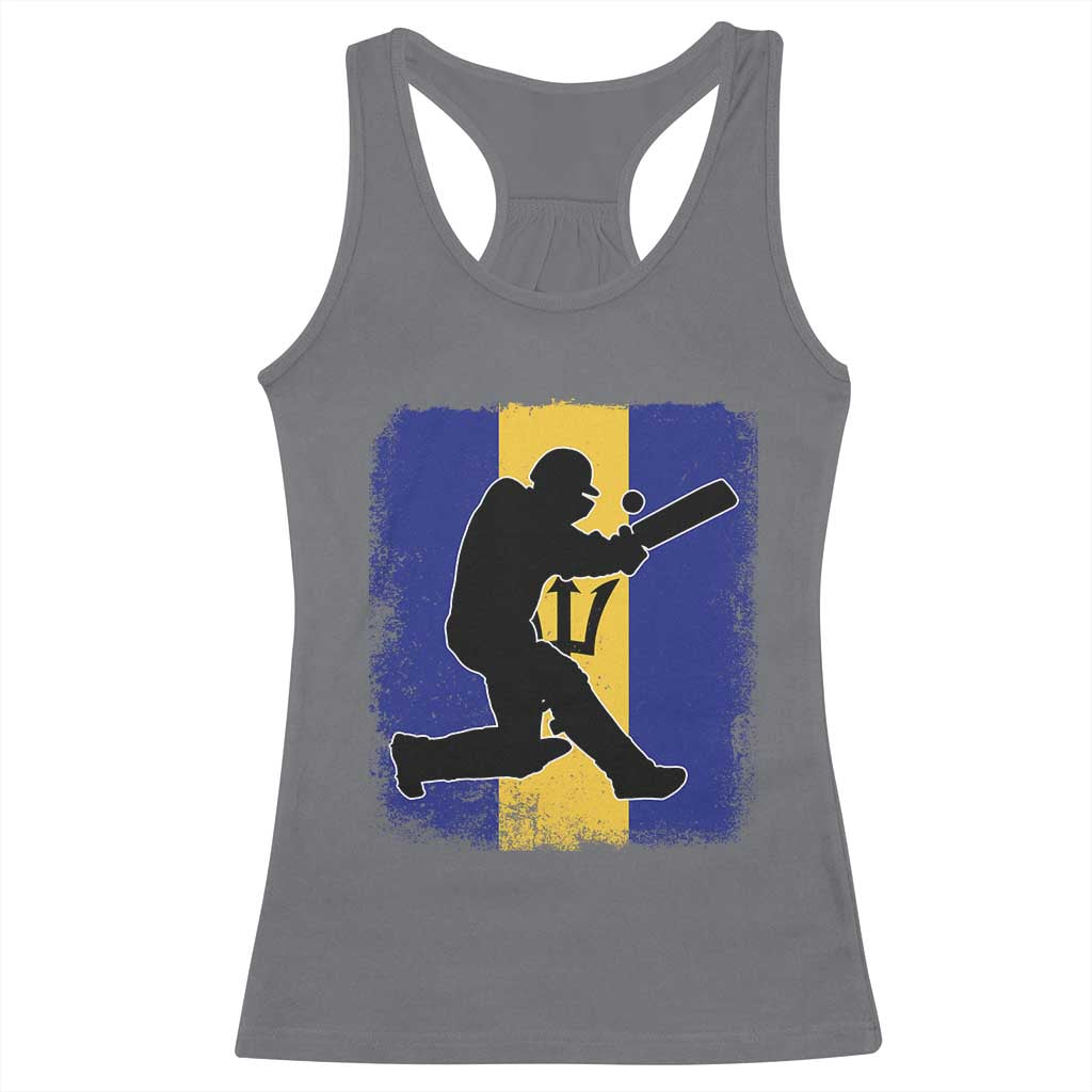 Barbados Cricket Racerback Tank Top Retro Vintage Sport Bajan Flag West Indies Cricket Fan TS10 Charcoal Print Your Wear