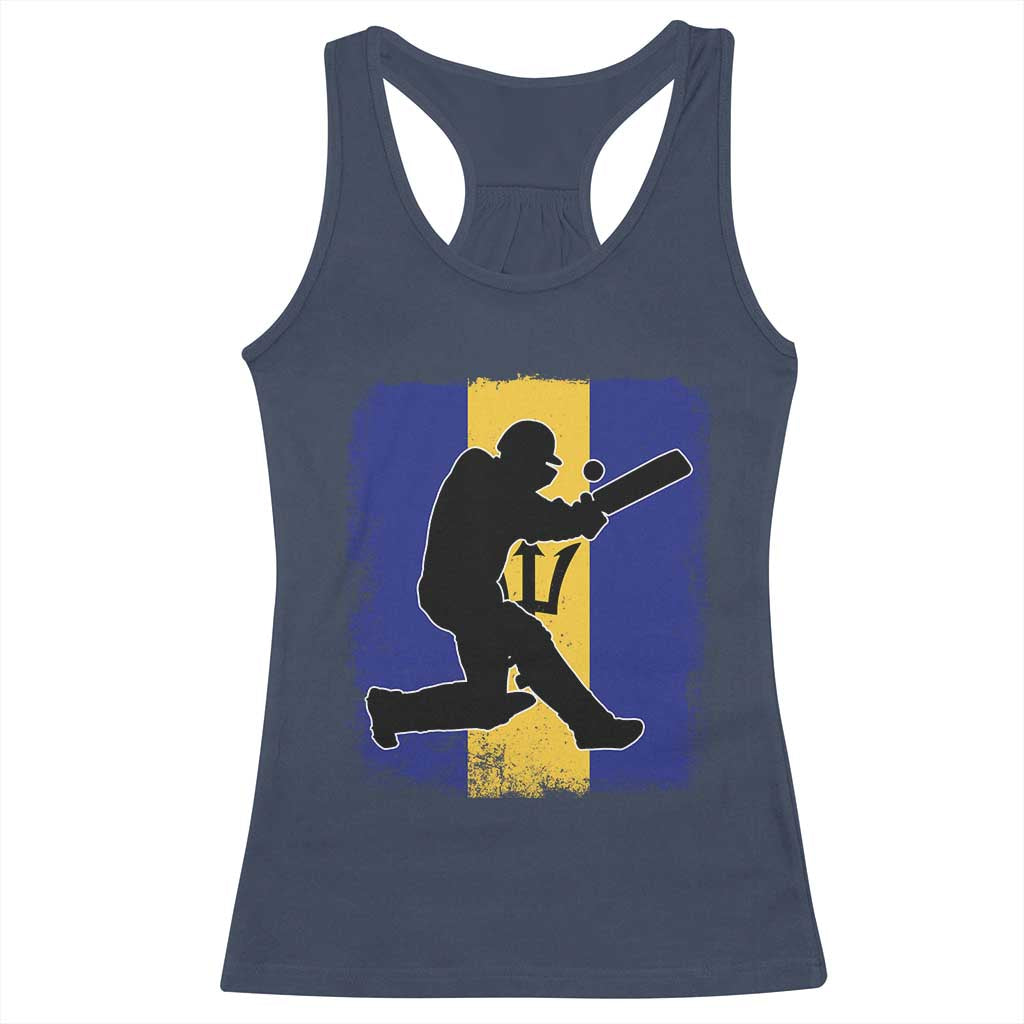 Barbados Cricket Racerback Tank Top Retro Vintage Sport Bajan Flag West Indies Cricket Fan TS10 Navy Print Your Wear