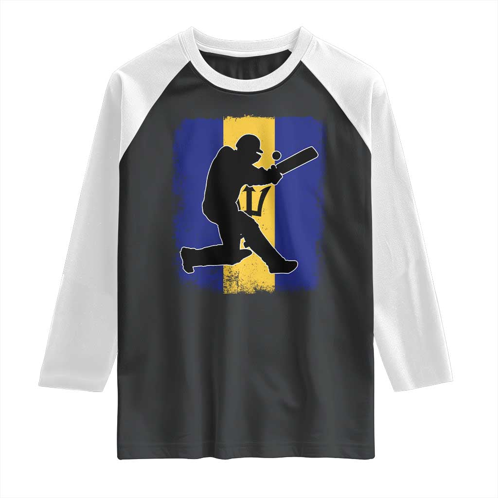Barbados Cricket Raglan Shirt Retro Vintage Sport Bajan Flag West Indies Cricket Fan TS10 Black White Print Your Wear