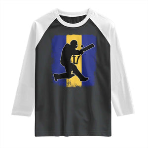 Barbados Cricket Raglan Shirt Retro Vintage Sport Bajan Flag West Indies Cricket Fan TS10 Black White Print Your Wear