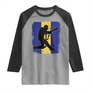 Barbados Cricket Raglan Shirt Retro Vintage Sport Bajan Flag West Indies Cricket Fan TS10 Sport Gray Black Print Your Wear