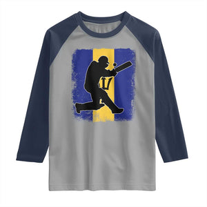 Barbados Cricket Raglan Shirt Retro Vintage Sport Bajan Flag West Indies Cricket Fan TS10 Sport Gray Navy Print Your Wear