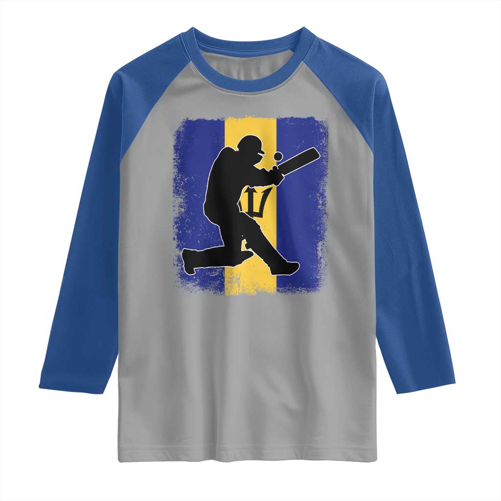 Barbados Cricket Raglan Shirt Retro Vintage Sport Bajan Flag West Indies Cricket Fan TS10 Sport Gray Royal Print Your Wear