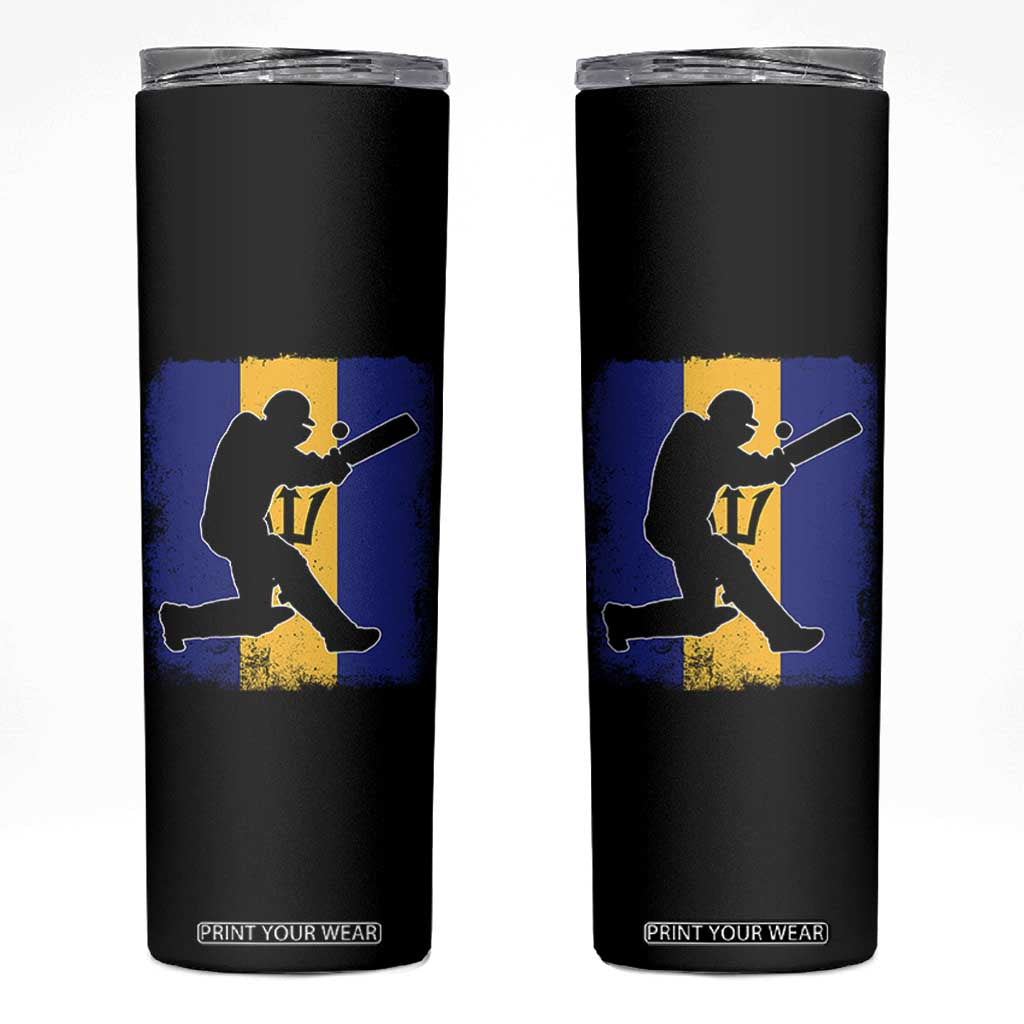 Barbados Cricket Skinny Tumbler Retro Vintage Sport Bajan Flag West Indies Cricket Fan TS10 Black Print Your Wear