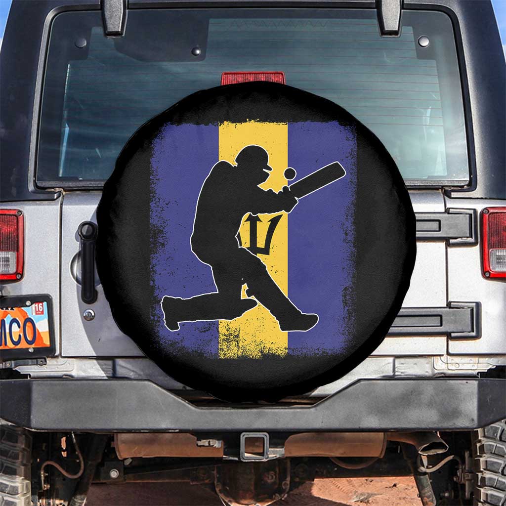 Barbados Cricket Spare Tire Cover Retro Vintage Sport Bajan Flag West Indies Cricket Fan TS10 No hole Black Print Your Wear