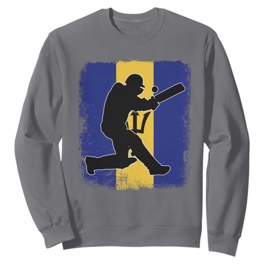 Barbados Cricket Sweatshirt Retro Vintage Sport Bajan Flag West Indies Cricket Fan TS10 Charcoal Print Your Wear