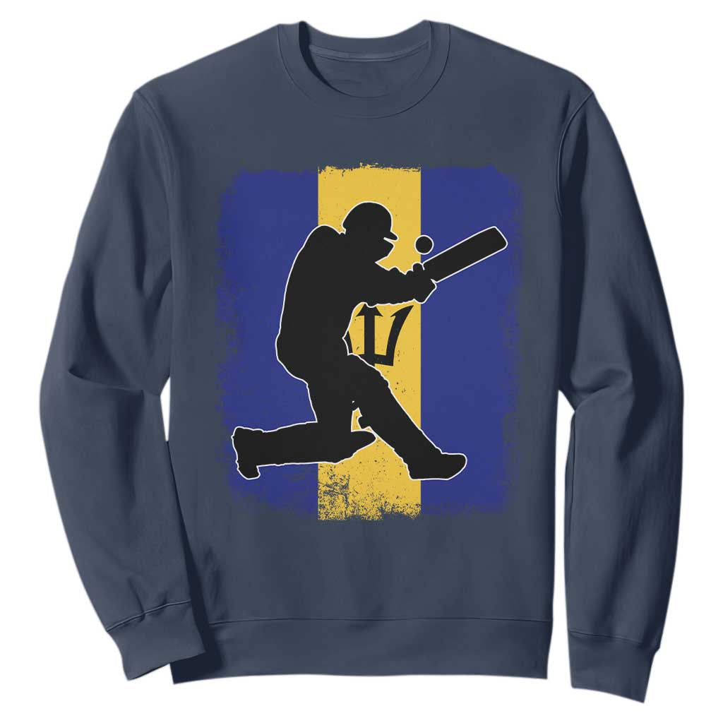 Barbados Cricket Sweatshirt Retro Vintage Sport Bajan Flag West Indies Cricket Fan TS10 Navy Print Your Wear