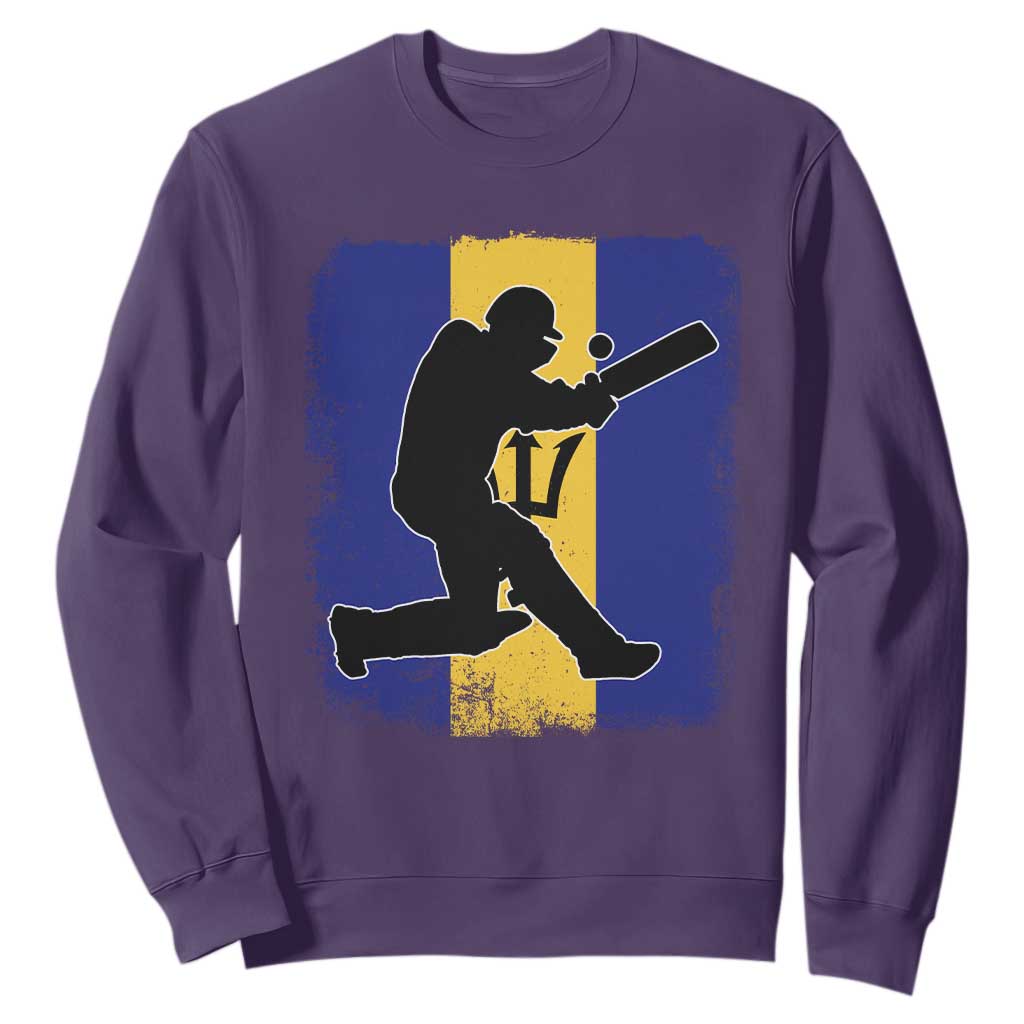 Barbados Cricket Sweatshirt Retro Vintage Sport Bajan Flag West Indies Cricket Fan TS10 Purple Print Your Wear