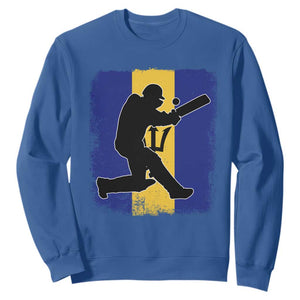 Barbados Cricket Sweatshirt Retro Vintage Sport Bajan Flag West Indies Cricket Fan TS10 Royal Blue Print Your Wear