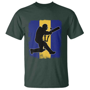 Barbados Cricket T Shirt Retro Vintage Sport Bajan Flag West Indies Cricket Fan TS10 Dark Forest Green Print Your Wear