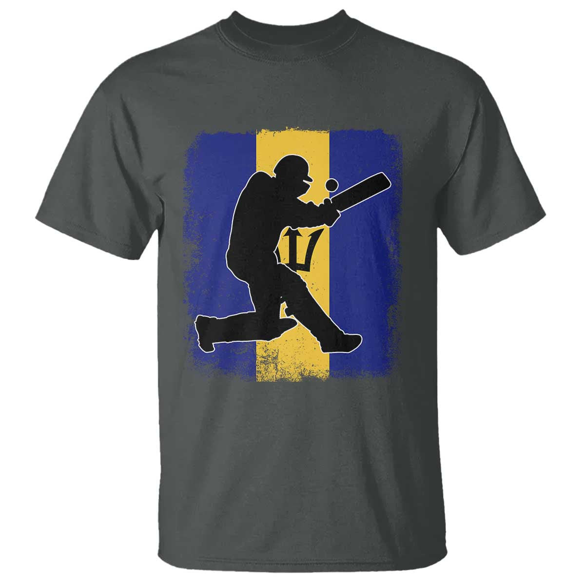 Barbados Cricket T Shirt Retro Vintage Sport Bajan Flag West Indies Cricket Fan TS10 Dark Heather Print Your Wear