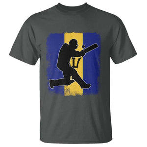 Barbados Cricket T Shirt Retro Vintage Sport Bajan Flag West Indies Cricket Fan TS10 Dark Heather Print Your Wear