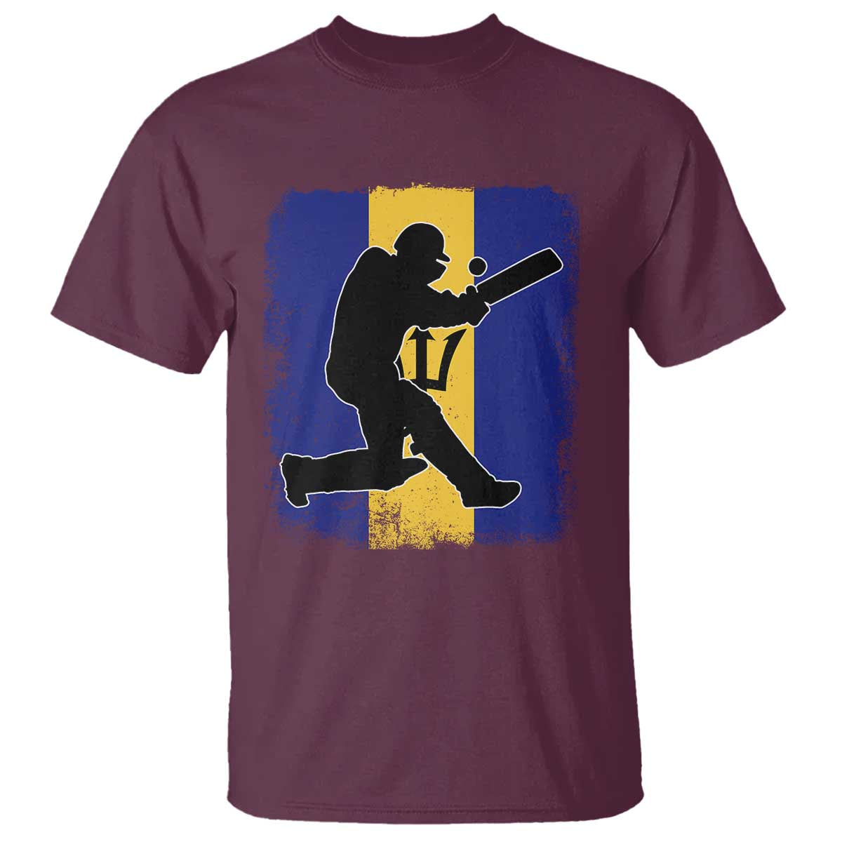 Barbados Cricket T Shirt Retro Vintage Sport Bajan Flag West Indies Cricket Fan TS10 Maroon Print Your Wear