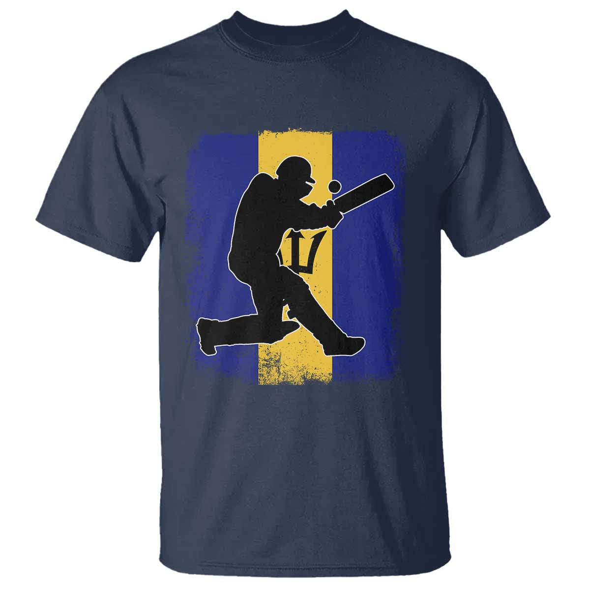Barbados Cricket T Shirt Retro Vintage Sport Bajan Flag West Indies Cricket Fan TS10 Navy Print Your Wear