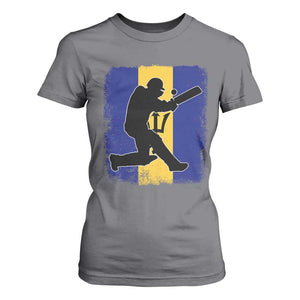 Barbados Cricket T Shirt For Women Retro Vintage Sport Bajan Flag West Indies Cricket Fan TS10 Charcoal Print Your Wear