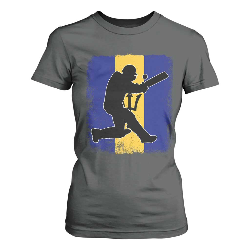 Barbados Cricket T Shirt For Women Retro Vintage Sport Bajan Flag West Indies Cricket Fan TS10 Dark Heather Print Your Wear