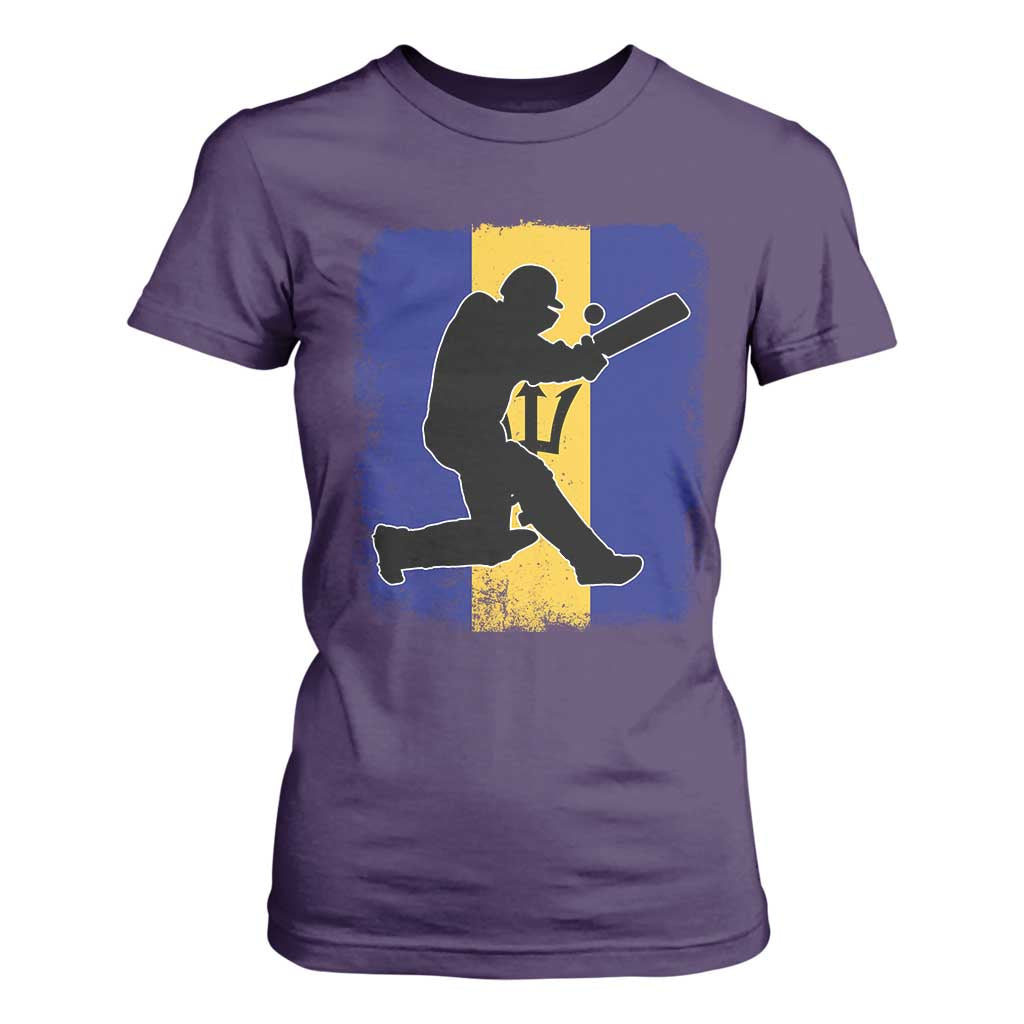 Barbados Cricket T Shirt For Women Retro Vintage Sport Bajan Flag West Indies Cricket Fan TS10 Purple Print Your Wear