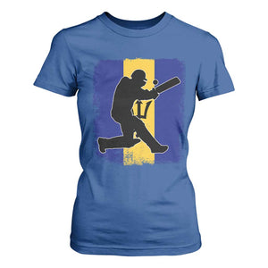 Barbados Cricket T Shirt For Women Retro Vintage Sport Bajan Flag West Indies Cricket Fan TS10 Royal Blue Print Your Wear