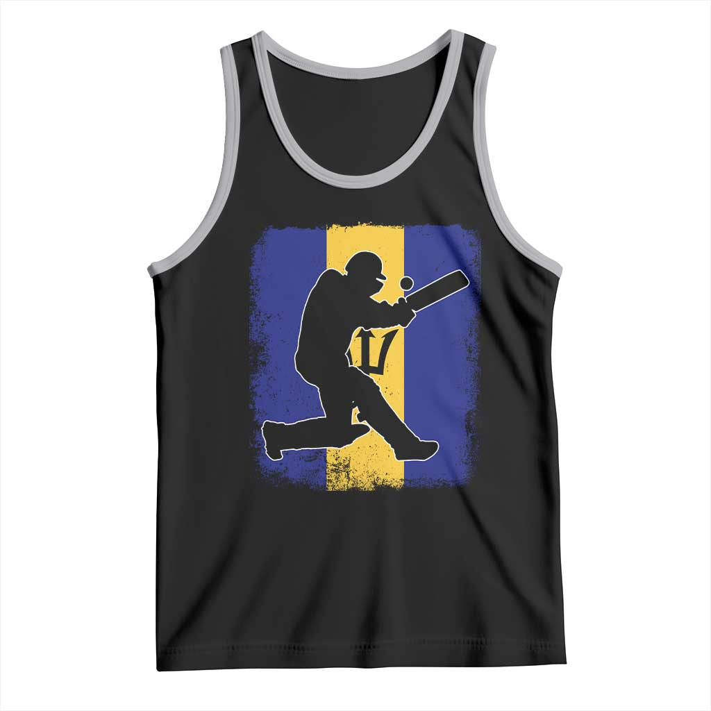 Barbados Cricket Tank Top Retro Vintage Sport Bajan Flag West Indies Cricket Fan TS10 Black Athletic Heather Print Your Wear