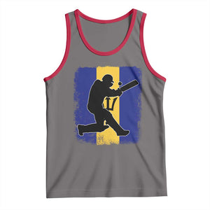 Barbados Cricket Tank Top Retro Vintage Sport Bajan Flag West Indies Cricket Fan TS10 Deep Heather Red Print Your Wear