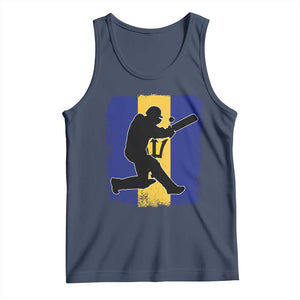 Barbados Cricket Tank Top Retro Vintage Sport Bajan Flag West Indies Cricket Fan TS10 Navy Print Your Wear
