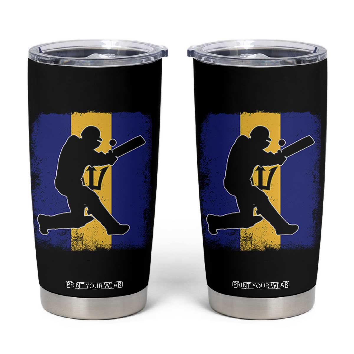 Barbados Cricket Tumbler Cup Retro Vintage Sport Bajan Flag West Indies Cricket Fan TS10 Black Print Your Wear