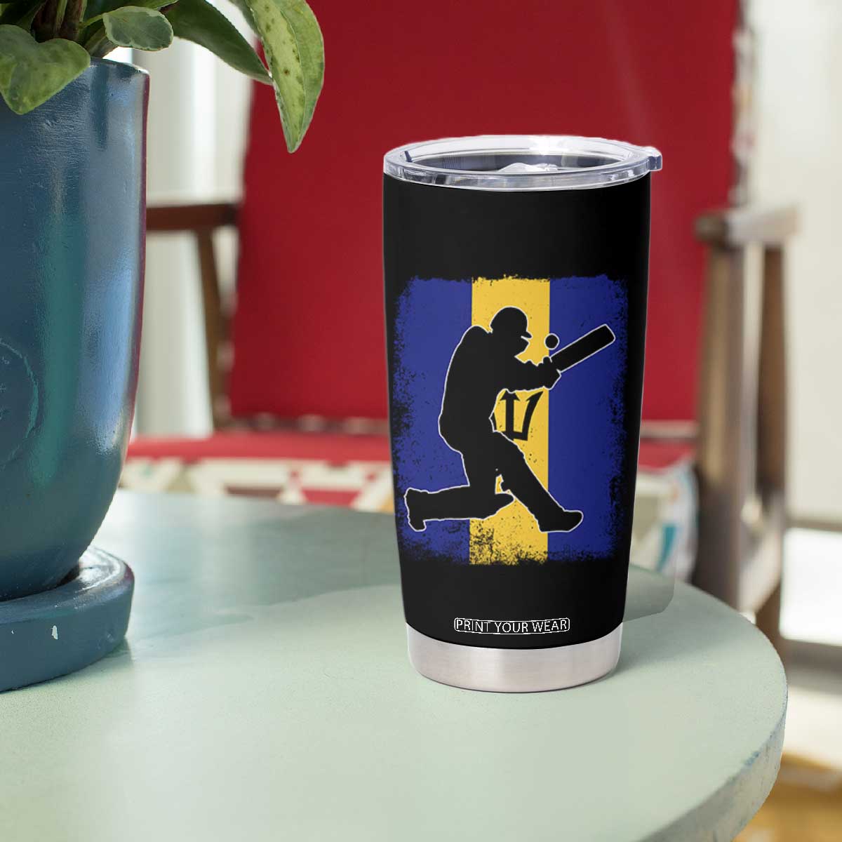 Barbados Cricket Tumbler Cup Retro Vintage Sport Bajan Flag West Indies Cricket Fan TS10 Print Your Wear