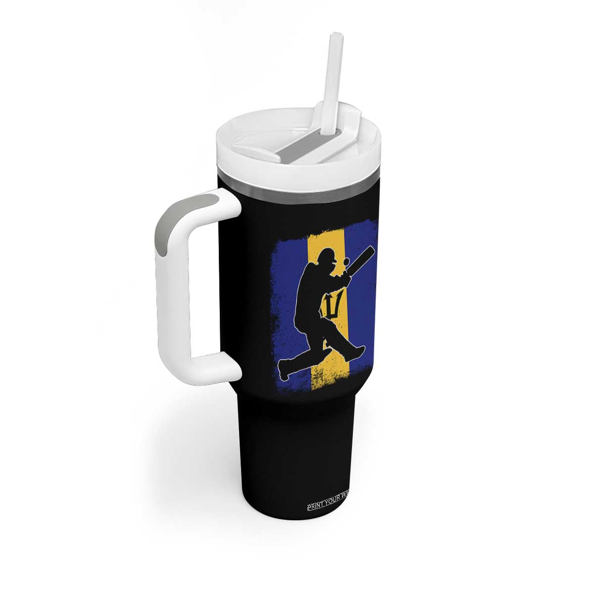 Barbados Cricket Tumbler With Handle Retro Vintage Sport Bajan Flag West Indies Cricket Fan TS10 Print Your Wear
