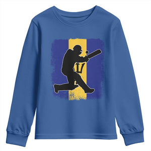 Barbados Cricket Youth Sweatshirt Retro Vintage Sport Bajan Flag West Indies Cricket Fan TS10 Royal Blue Print Your Wear
