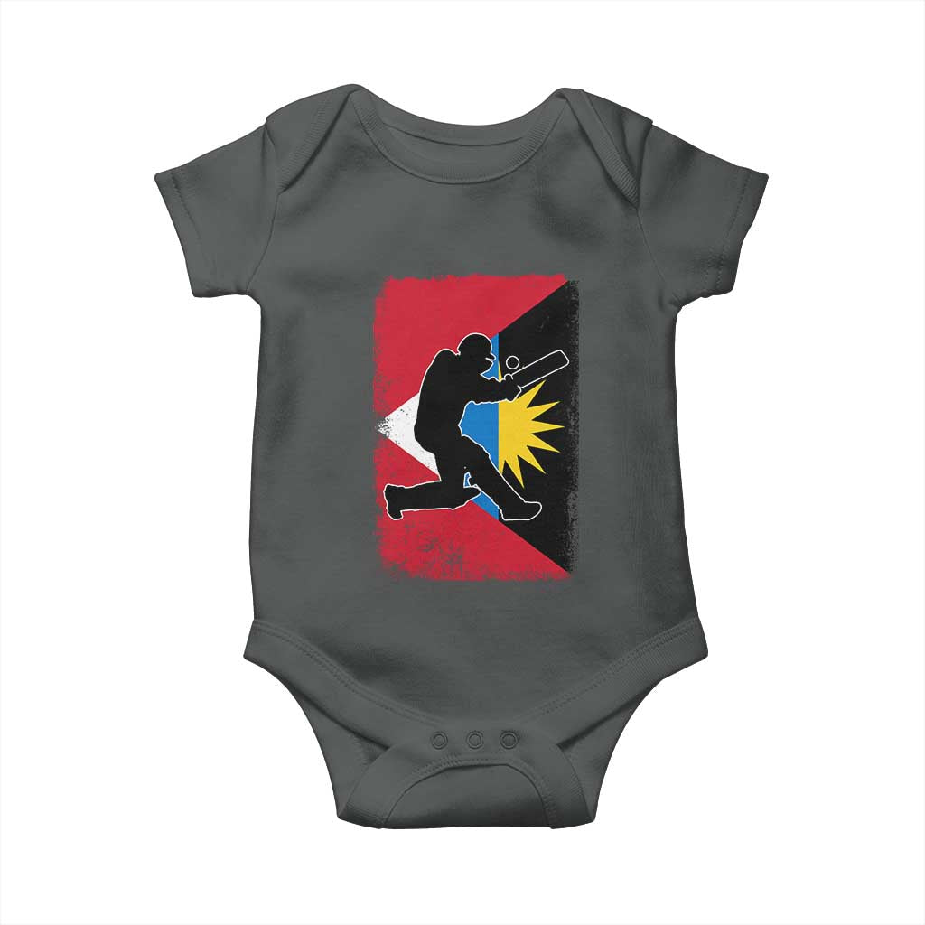 Antigua and Barbuda Cricket Baby Onesie Retro Vintage Sport Antiguan Flag West Indies Cricket Fan TS10 Dark Heather Print Your Wear