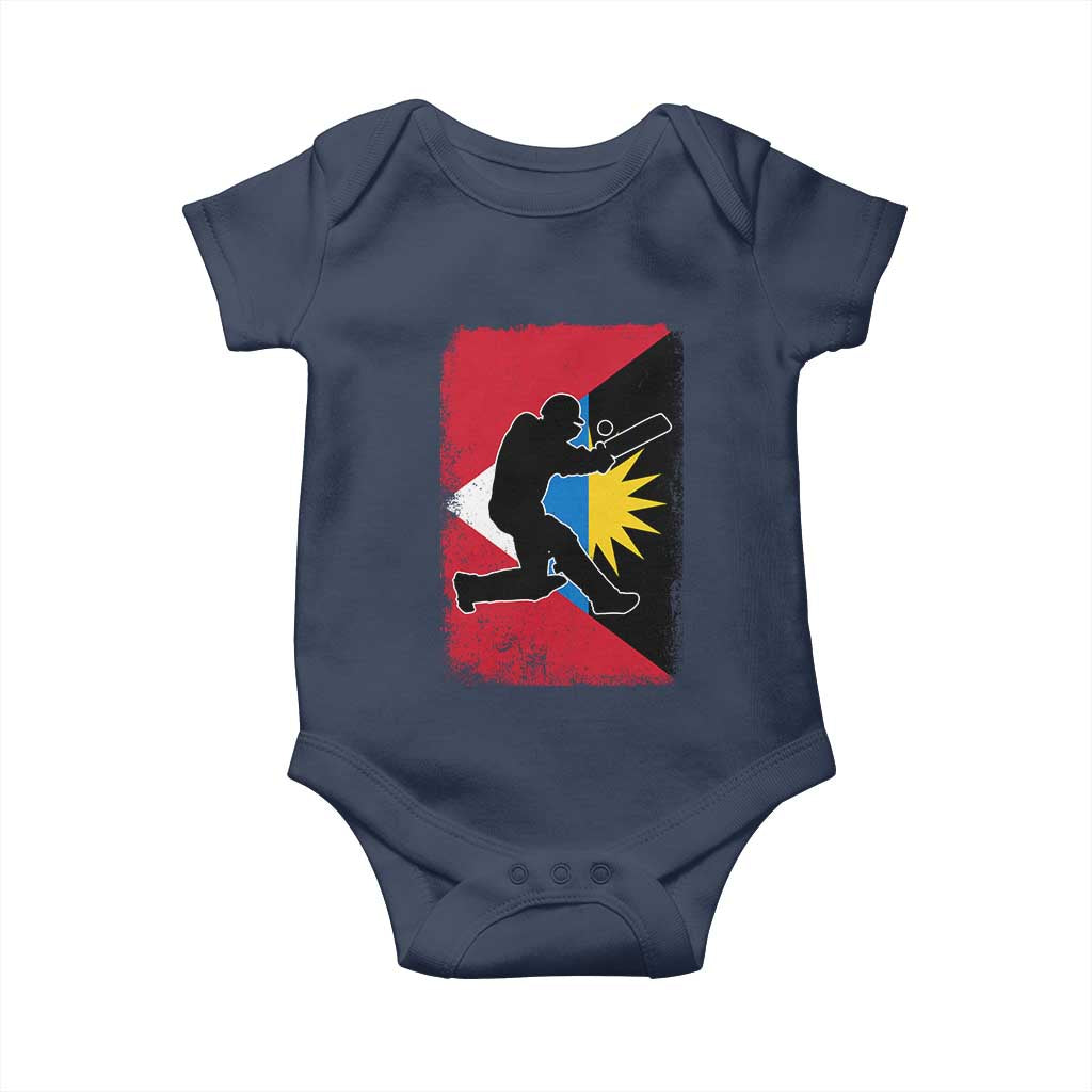 Antigua and Barbuda Cricket Baby Onesie Retro Vintage Sport Antiguan Flag West Indies Cricket Fan TS10 Navy Print Your Wear