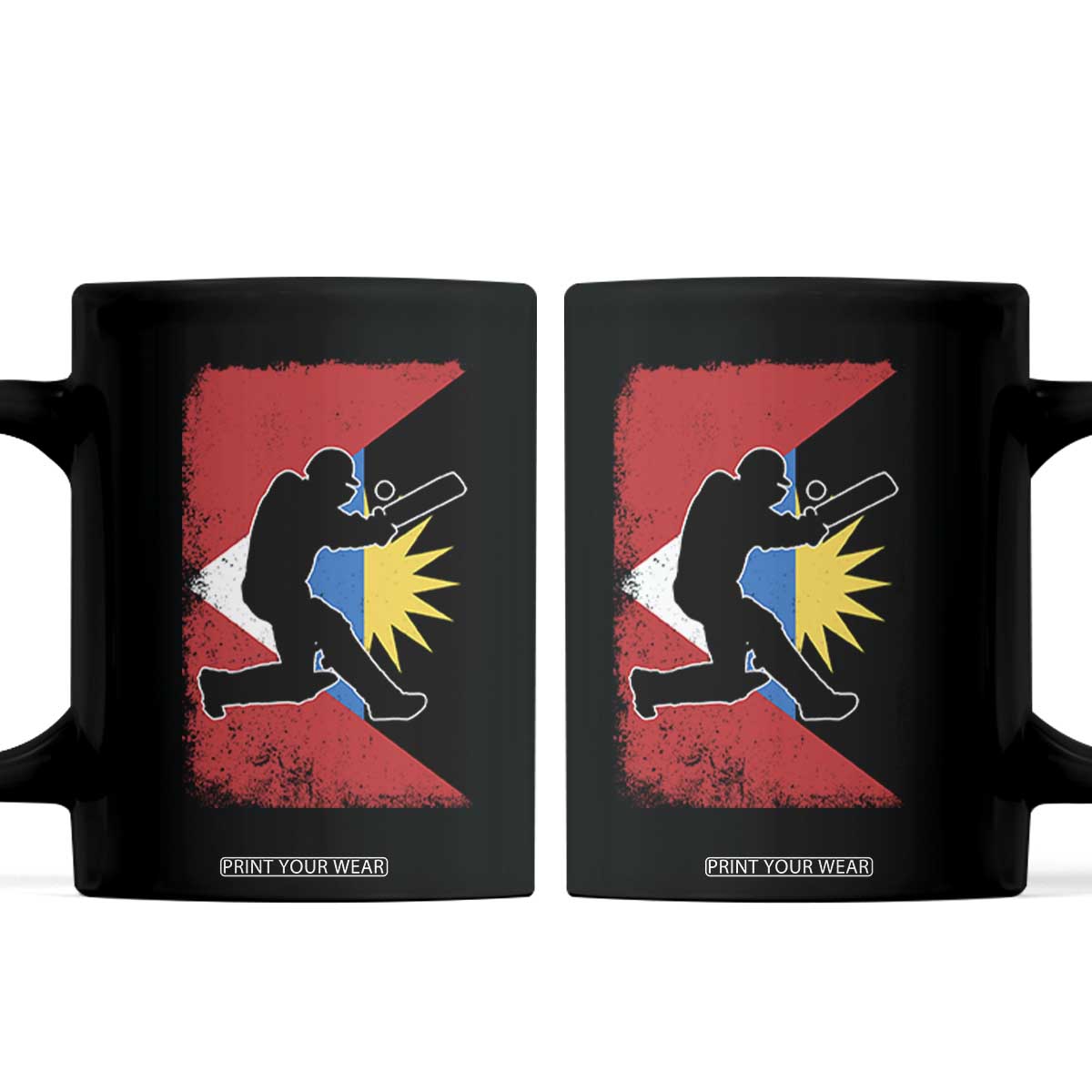Antigua and Barbuda Cricket Coffee Mug Retro Vintage Sport Antiguan Flag West Indies Cricket Fan TS10 Black Print Your Wear