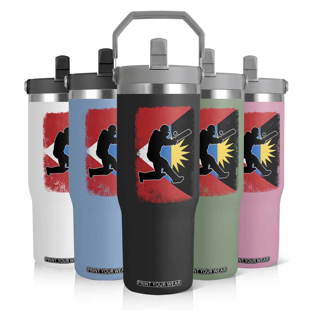 Antigua and Barbuda Cricket Flip Straw Tumbler Retro Vintage Sport Antiguan Flag West Indies Cricket Fan TS10 Print Your Wear