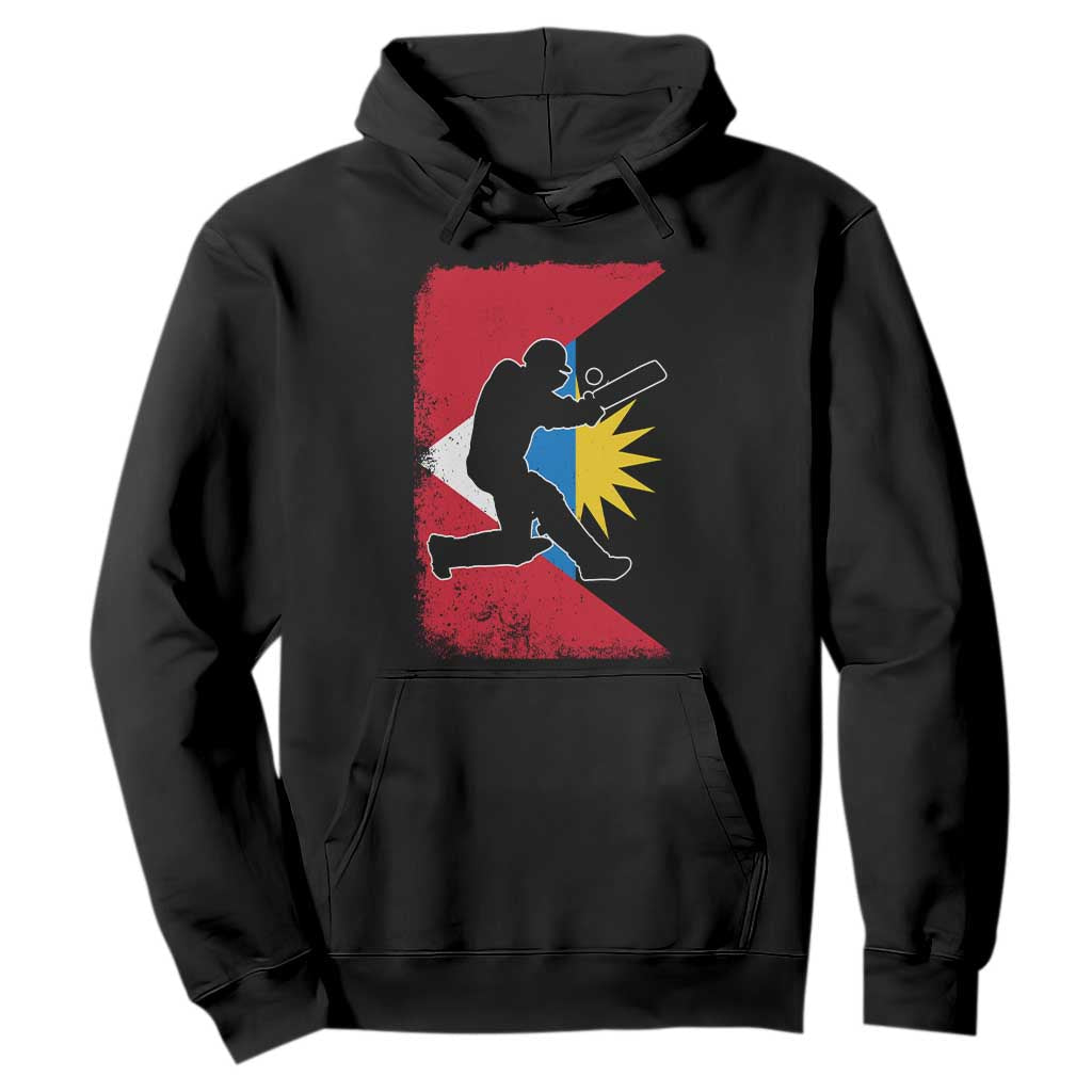 Antigua and Barbuda Cricket Hoodie Retro Vintage Sport Antiguan Flag West Indies Cricket Fan TS10 Black Print Your Wear