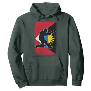Antigua and Barbuda Cricket Hoodie Retro Vintage Sport Antiguan Flag West Indies Cricket Fan TS10 Dark Forest Green Print Your Wear