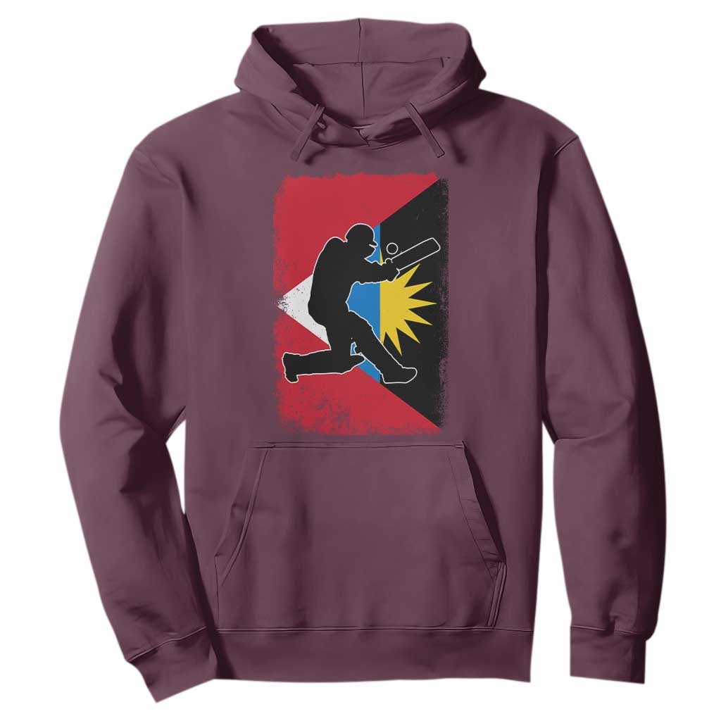 Antigua and Barbuda Cricket Hoodie Retro Vintage Sport Antiguan Flag West Indies Cricket Fan TS10 Maroon Print Your Wear