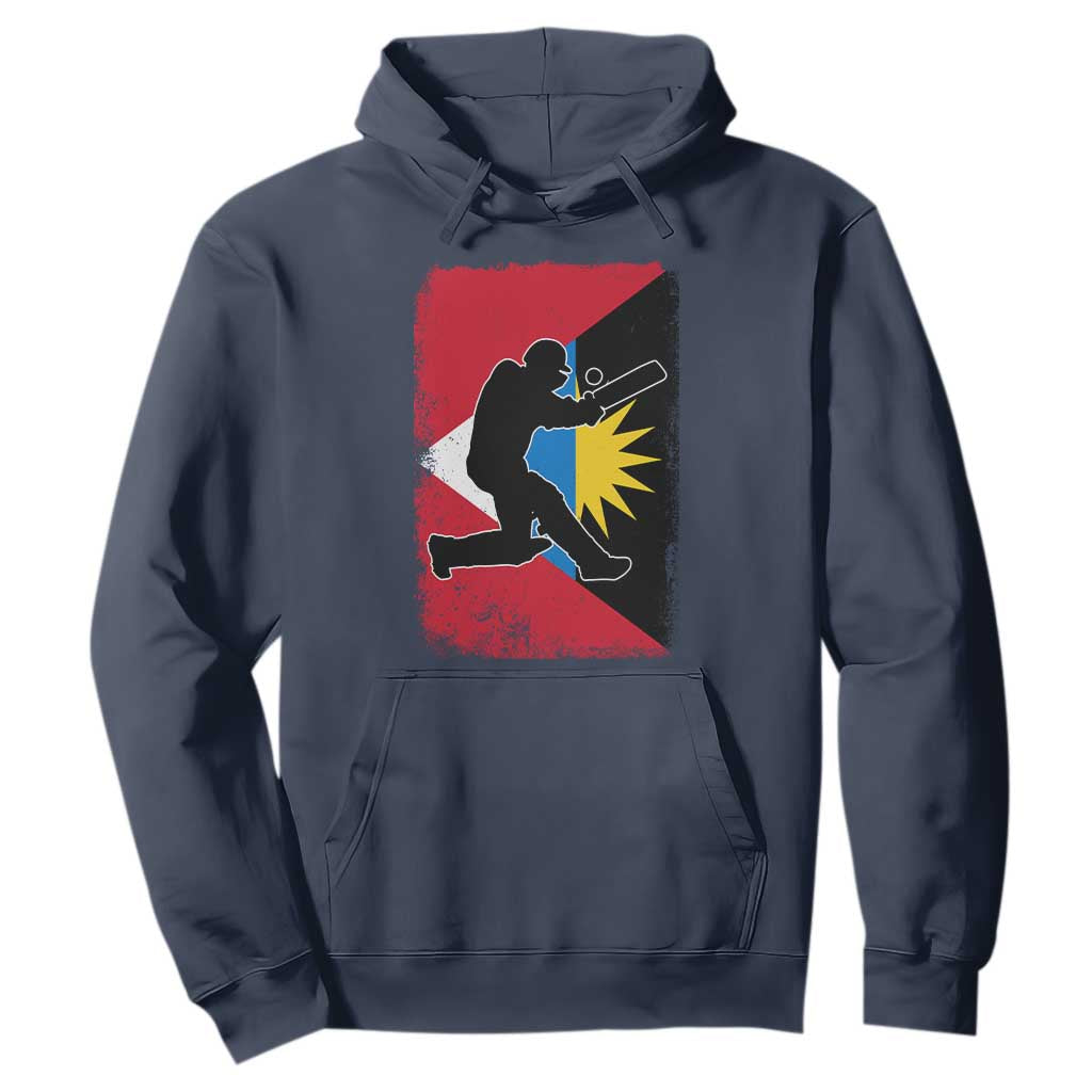 Antigua and Barbuda Cricket Hoodie Retro Vintage Sport Antiguan Flag West Indies Cricket Fan TS10 Navy Print Your Wear