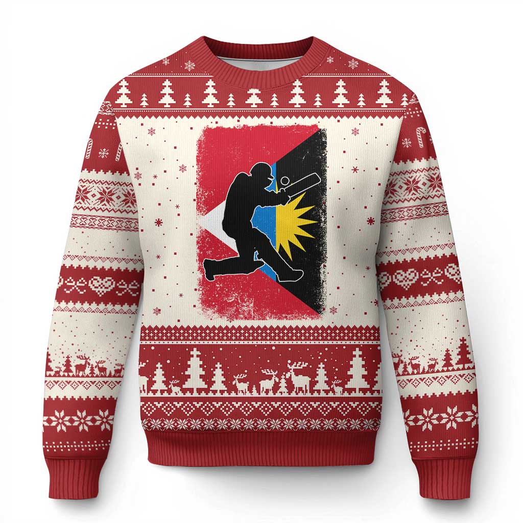 Antigua and Barbuda Cricket Ugly Christmas Sweater Retro Vintage Sport Antiguan Flag West Indies Cricket Fan TS10 Beige Red Print Your Wear