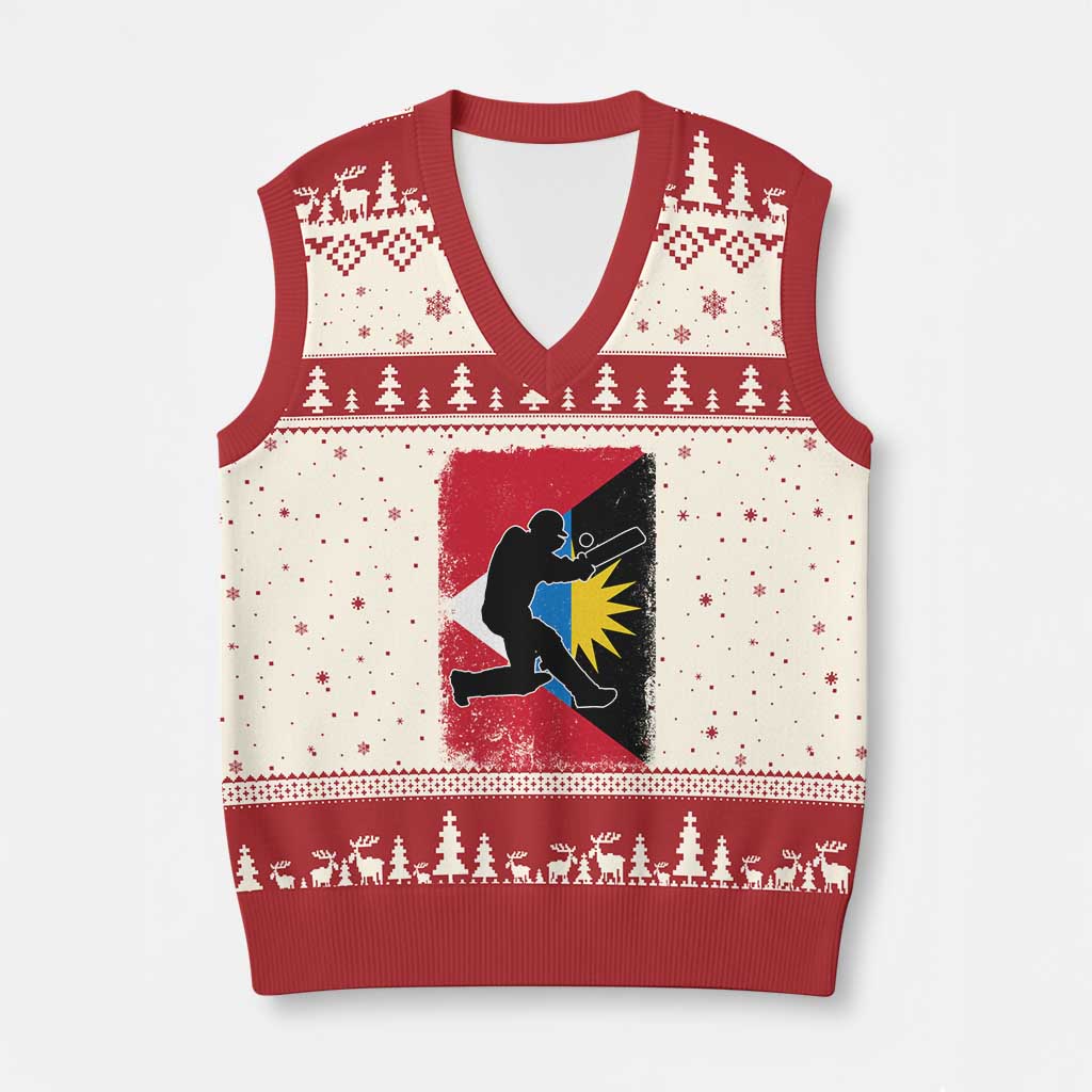 Antigua and Barbuda Cricket V-Neck Knit Sweater Vest Retro Vintage Sport Antiguan Flag West Indies Cricket Fan TS10 Beige Red Print Your Wear