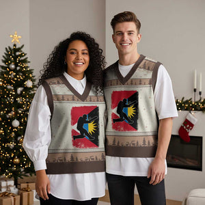 Antigua and Barbuda Cricket V-Neck Knit Sweater Vest Retro Vintage Sport Antiguan Flag West Indies Cricket Fan TS10 Mocha Mousse Print Your Wear