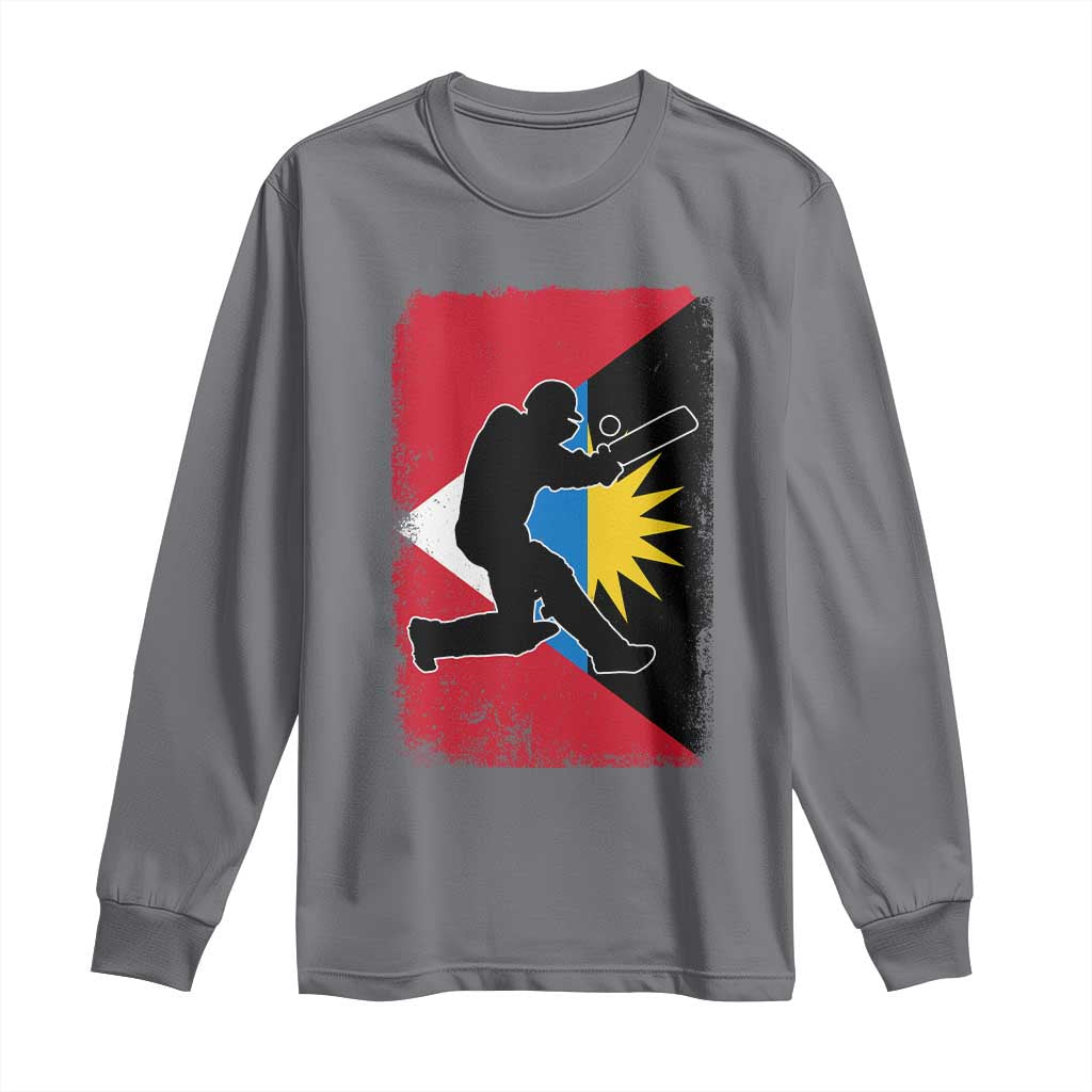 Antigua and Barbuda Cricket Long Sleeve Shirt Retro Vintage Sport Antiguan Flag West Indies Cricket Fan TS10 Charcoal Print Your Wear