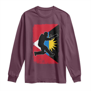 Antigua and Barbuda Cricket Long Sleeve Shirt Retro Vintage Sport Antiguan Flag West Indies Cricket Fan TS10 Maroon Print Your Wear