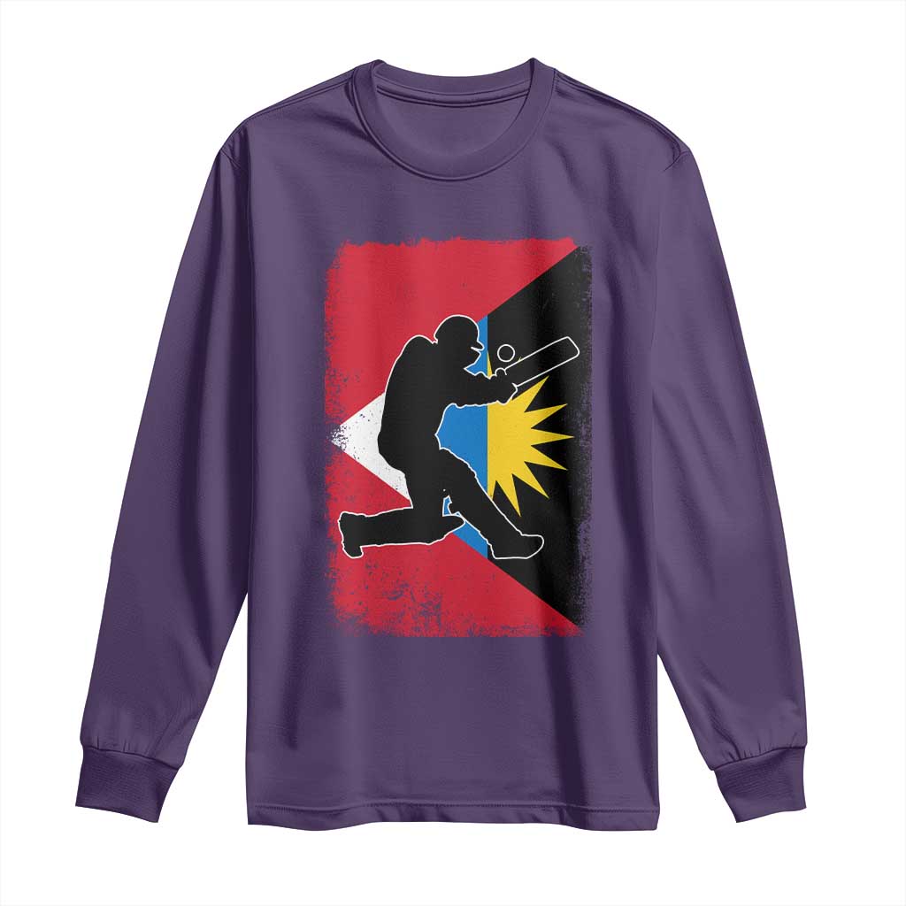 Antigua and Barbuda Cricket Long Sleeve Shirt Retro Vintage Sport Antiguan Flag West Indies Cricket Fan TS10 Purple Print Your Wear