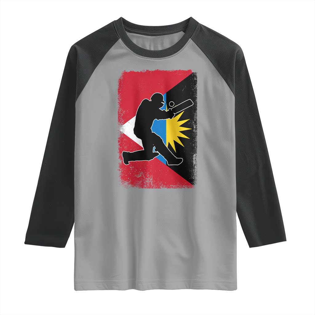 Antigua and Barbuda Cricket Raglan Shirt Retro Vintage Sport Antiguan Flag West Indies Cricket Fan TS10 Sport Gray Black Print Your Wear