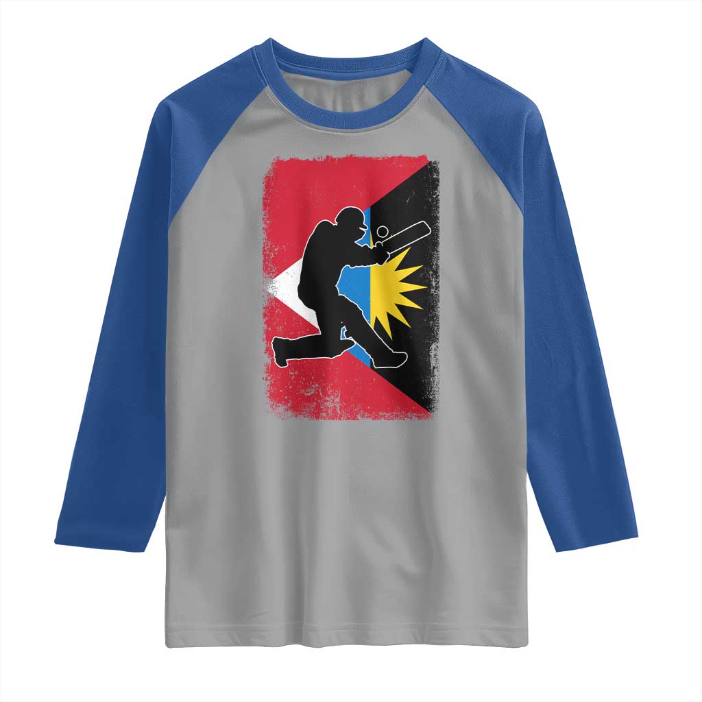 Antigua and Barbuda Cricket Raglan Shirt Retro Vintage Sport Antiguan Flag West Indies Cricket Fan TS10 Sport Gray Royal Print Your Wear