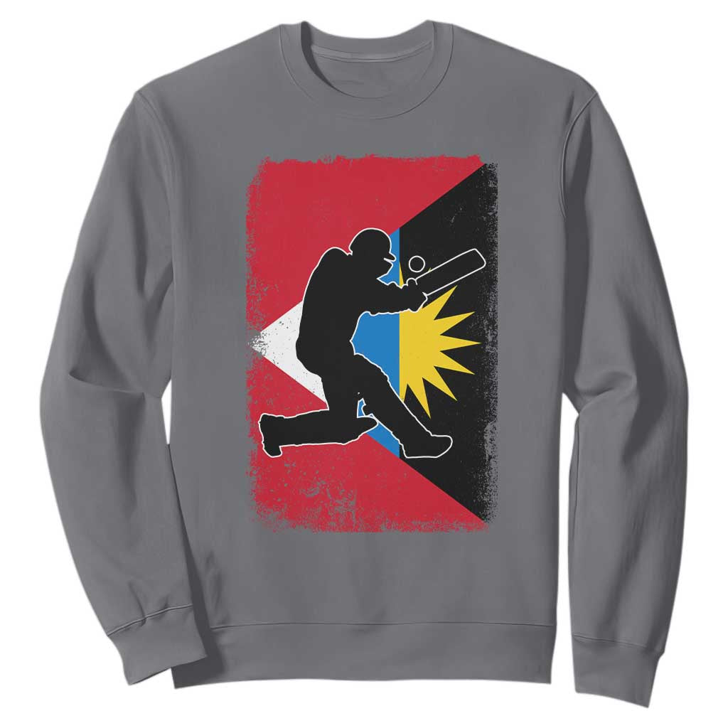 Antigua and Barbuda Cricket Sweatshirt Retro Vintage Sport Antiguan Flag West Indies Cricket Fan TS10 Charcoal Print Your Wear
