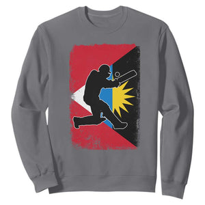 Antigua and Barbuda Cricket Sweatshirt Retro Vintage Sport Antiguan Flag West Indies Cricket Fan TS10 Charcoal Print Your Wear