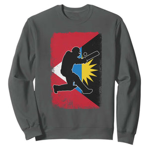 Antigua and Barbuda Cricket Sweatshirt Retro Vintage Sport Antiguan Flag West Indies Cricket Fan TS10 Dark Heather Print Your Wear