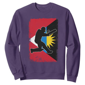 Antigua and Barbuda Cricket Sweatshirt Retro Vintage Sport Antiguan Flag West Indies Cricket Fan TS10 Purple Print Your Wear